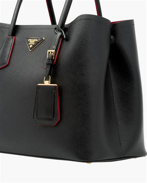 prada double bag black with red lining|prada double bag large.